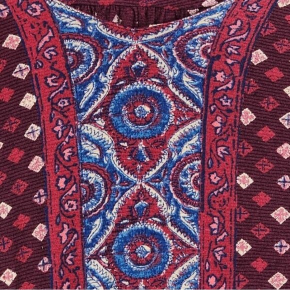 Lucky Brand Geometric Print‎ Long Sleeve Shirt size Large Maroon - Picture 5 of 9